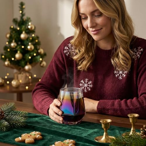 YUHANOER Stemless Wine Glasses Set Of 4,10Oz Iridescent Glassware,Modern Rainbow Glassware Colored Tumblers For for Red Wine,Cocktails,Whiskey,Gifts Wine lovers by YUHANOER - Image 3