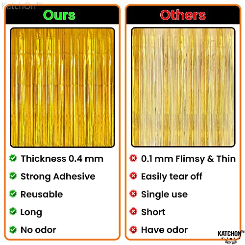 KatchOn, Iridescent Gold Fringe Backdrop - 6.5x8 Feet | Gold Backdrop Curtain, Sweet 16 Birthday Decorations | Gold Streamers, Birthday Decor | Gold Foil Backdrop, Bridal Shower Decorations by KatchOn - Image 6