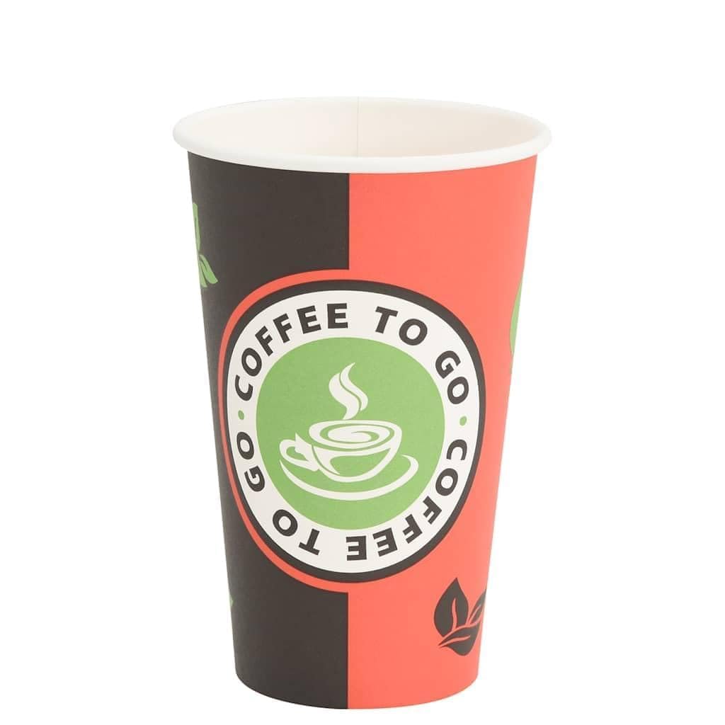 1000 bicchieri di carta, 400 ml, rosso e nero, usa e getta, con rivestimento in PE, a prova di perdite, per caffè, bevande fredde, feste, catering, ufficio ed eventi