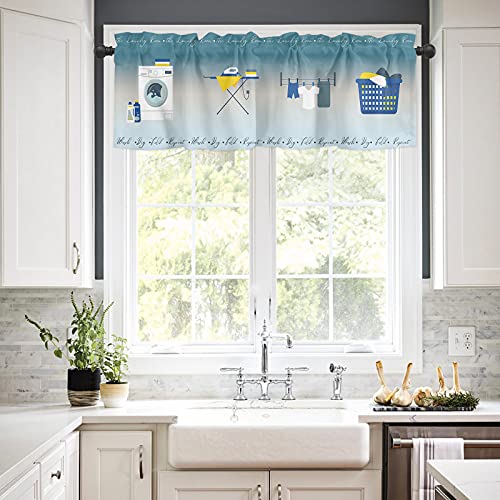 Onehoney Curtain Tier And Valance Set For Laundry Room3 Piece Rod Pocket Short Window Curtains-36Inch Length,Daily Routine Cute Small Window Treatments Tiers For Half Cafe Windows/Bathroom #TOP2