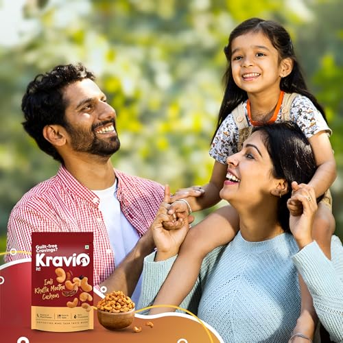 Image of Kravio Premium Imli Khatta Meetha Roasted Cashew Nuts 200g | Zero Cholesterol Natural Jumbo Size Whole Kaju Nuts & Dry Fruits | Rich in Protein, Roasted Crunchy Delicious Healthy Snacks