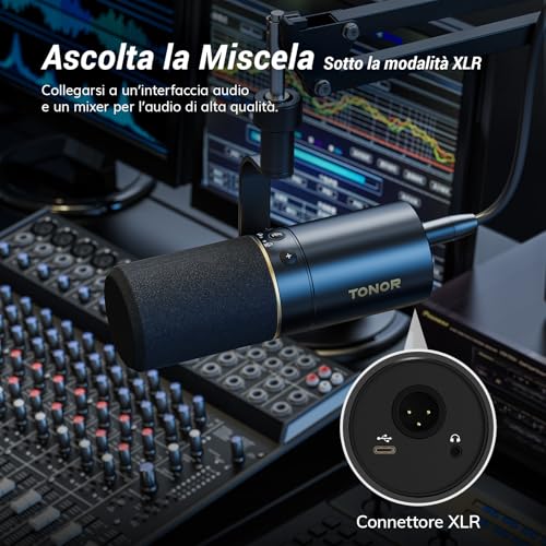 PC Microfono Dinamico Podcast, USB/XLR Microfoni Gaming con asta, Mic in,etallo Cardioide con Jack da 3,5 mm per Giochi, Podcasting, Streaming, Registrazione Vocale,Youtube, Discord, ASMR,TD510+ - Notebook - Immagine 6