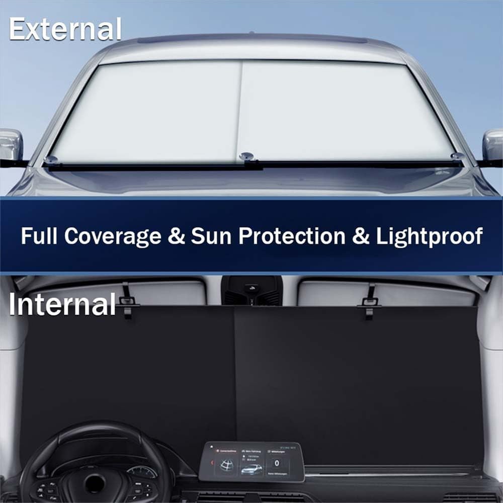 Pare-Soleil rétractable Automatique pour Pare-Brise 2026, Protection UV et Chaleur, Taille Universelle Ajustable pour Voitures, camions et SUV