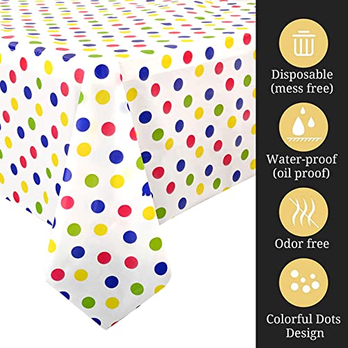 Mtreo 10 Pack 54" X 108" Plastic Tablecloths Rectangular Tablecloths Colorful Polka Dot Disposable Tablecloths For Rectangle Tables Dining Table Covers Cloth For Parties, Picnic,Wedding, Anniversary #TOP7