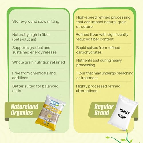 Image of NATURELAND ORGANICS Natureland Organic Barley Flour / Jau Flour 500 Gm - Healthy Organic Flour