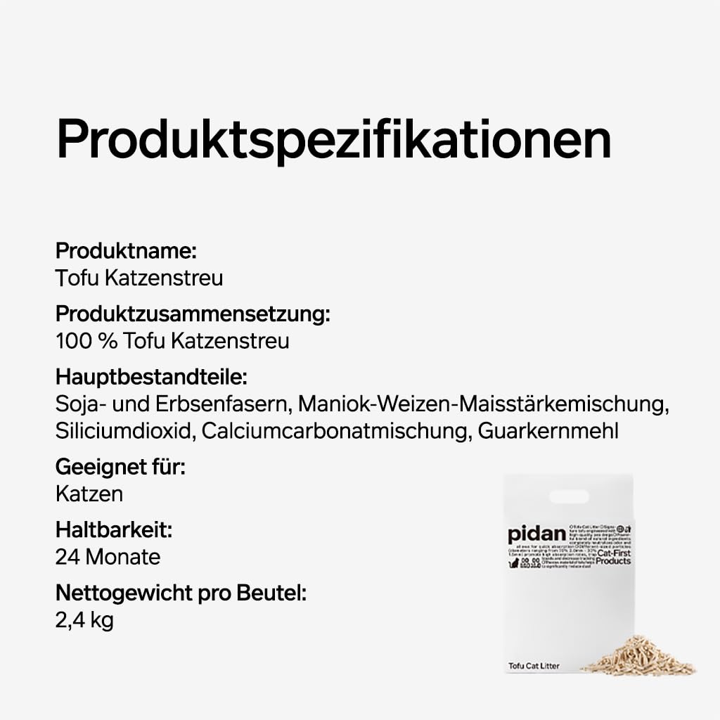 pidan Tofu Katzenstreu 9,6 kg (4 Beutel)