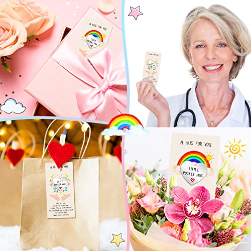 Zonon 40 Sets Little Heart Pocket Hug Token Metal Heart Token Hug Card Greeting Cards Keepsake For Friends Colleagues Family Distance Social Present During Lockdown (Silver) #TOP3