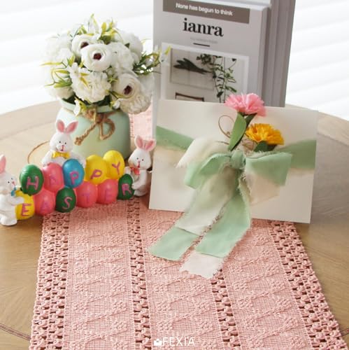 Fexia PMT-1001 Pink Table Runner 72 Inches Long Boho Macrame Table Runner thumb #3