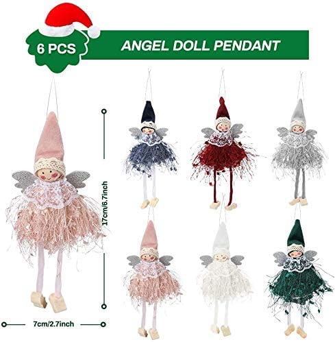 Christmas Ornaments Angel Feather Doll Pendant Christmas Decorations Cute Christmas Tree Decor Hanging Ornament For Xmas Home Party Holiday Decorative Elves Doll Pendant Xmas Ornaments 6Pcs #TOP2