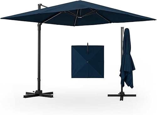 Miniatura 1 de TANGKULA Sombrilla de patio voladiza de 9.5 pies, sombrilla cuadrada para exteriores con rotación de 360, sombrilla colgante de patio resistente con