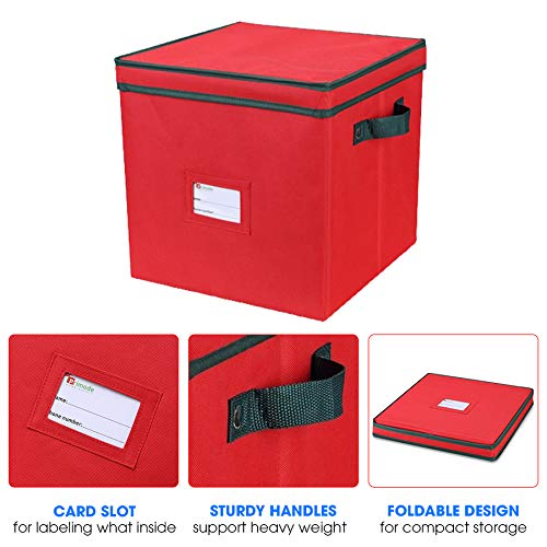 image for Primode Christmas Ornament Storage Box with Dividers | Stores up to 64