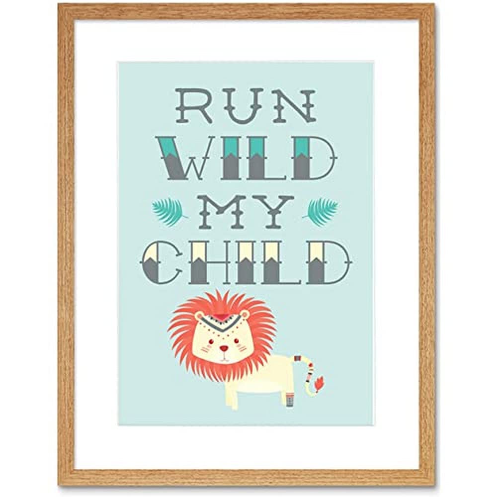 Kids Run Wild Child Lion Wall Art Print