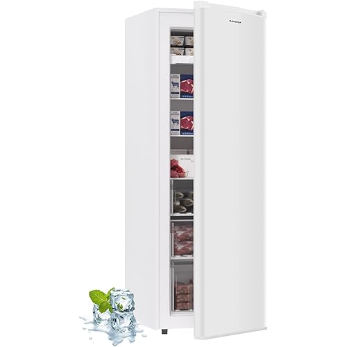 BANGSON Upright Freezer,7.0 Cu.ft Stand Up Freezer,Convertible Upright Freezer/Refrigerator,Single Door for Kitchen,Office,Apartment,White
