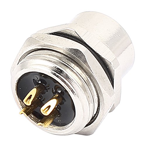 Aexit Waterproof Panel Distribution electrical Metal Aviation Connector Flange Female Socket 15mm 4 Pin