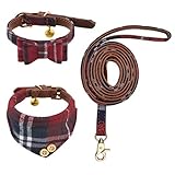 PACCHETTO INCLUSO -- La misura del collare e della bandana si adatta alla circonferenza del collo: 9-11 pollici/23-28 cm, il guinzaglio è lungo circa 59 pollici/150 cm.