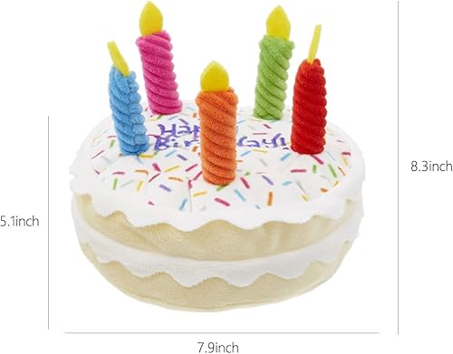 Miniatura 6 de Juguetes para perros y gatos pastel de feliz cumpleaños juguete para mascotas acogedor peluche de algodón masticable velas coloridas para mascotas