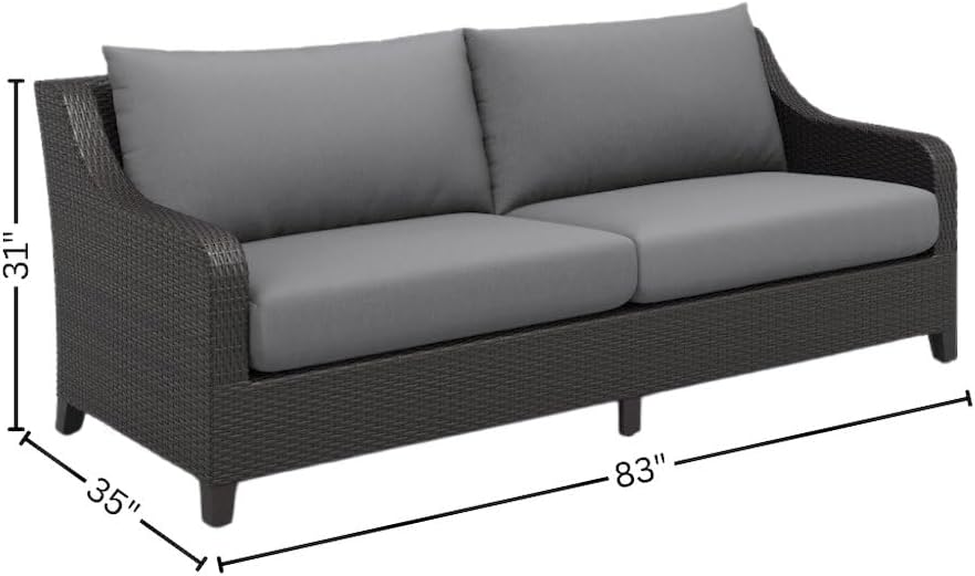 2 Piece Wicker Patio Furniture Set with Outdoor Loveseat and Slatted Coffee Table, Elegant Patio Loveseat and Coffee Table for Outdoors