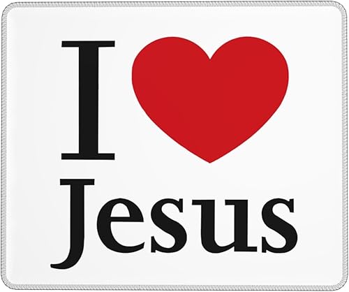Alfombrilla de mouse con texto en inglés "I Love Jesus", impermeable, para computadora de escritorio, tamaño 8.6 x 7 pulgadas