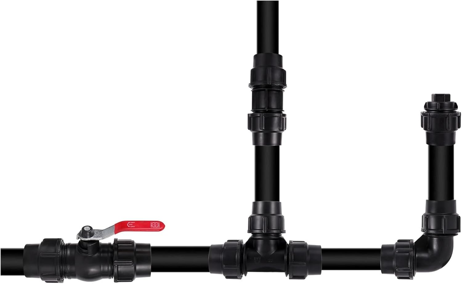 32/40mm PE Tube Connector Tap Tee Water Splitter Coupler Valve Irrigation Straight Elbow Fitting 1Pcs(Black,40mm)