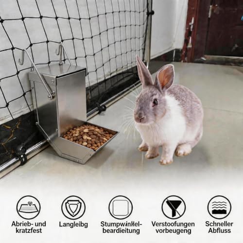 304 Edelstahl Automatischer Futterspender für Käfig Haustiere Schwerkraft-Futterstation für Kaninchen,Igelhaus, Vögel, Chinchilla Katzen, Frettchen und andere Kleintiere