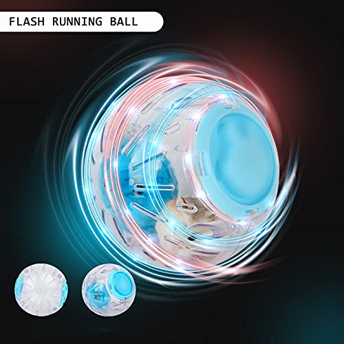 Flash Dwarf Hamster Crystal Ball for Hamsters Under 4 inches - Running Activity Exercise Toy - Transparent - Small Animal Cage Accessories (S, Blue)