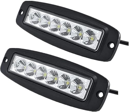 7inch Flush Mount LED Light Bar 18W Spot Beam Offroad Work Light Driving Fog Lamp Bumper Lighting Grill Mount Backup Light Reverse Light for Truck