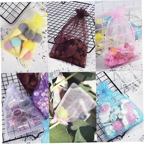 Bolsas de organza para Navidad y festivales, envoltorios de colores con cordón de malla 4