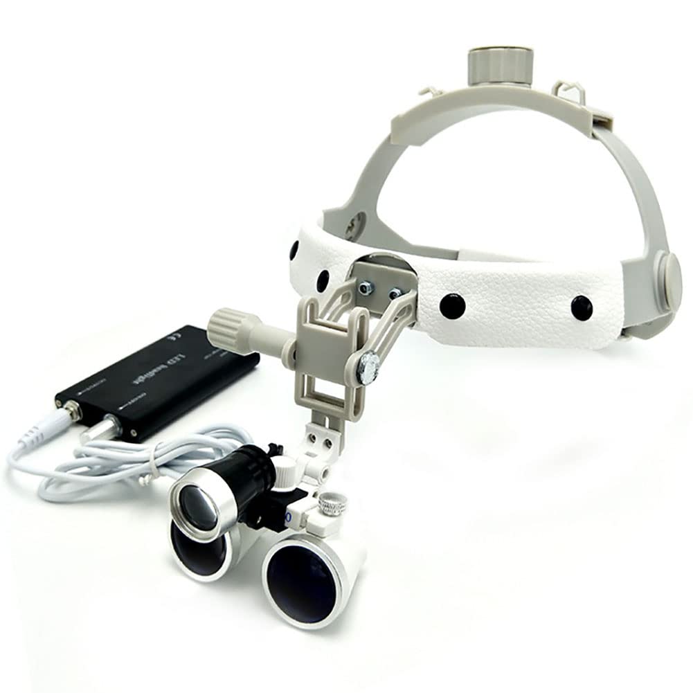 ASerZenith Watch Repair Head Mount Magnifier Rechargeable Binocular Loupes Leather Headband Magnifiers Optical Glasses 3.5X / 420Mm