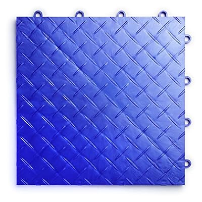 RaceDeck Diamond Plate Design, Durable Interlocking Modular Garage Flooring Tile (48 Pack), Royal Blue