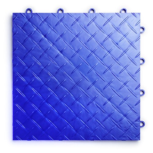 RaceDeck Diamond Plate Design, Durable Interlocking Modular Garage Flooring Tile (12 Pack), Royal Blue