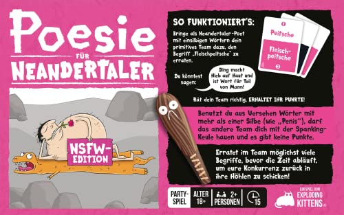 Asmodee Exploding Kittens, Poetry for Neanderthal NSFW Edition, Party Game, Card Game, 2+ Players, from 18+ Years, 15 Minutes, German - Image 3