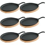 6x Servierpfanne mit Holzuntersetzer und Serviergriff 25 x 18,5 x...
