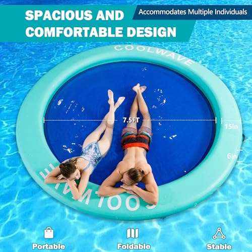 COOLWAVE Inflatable Water Hammock Floating Dock, Inflatable Raft for Family and Friends, Round Floating Ring for Parties, Water Float for Pool and Lake, Fits Multiple People(10GDB) by COOLWAVE - Image 3