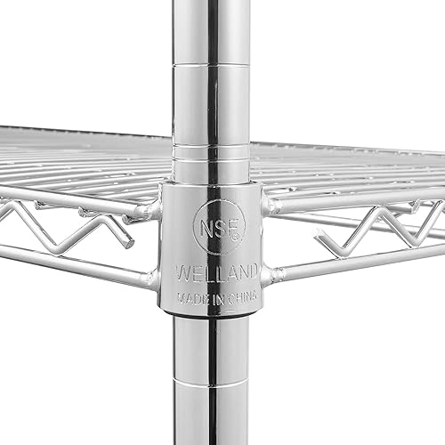 Miniatura 6 de WEI WEI GLOBAL Estantería resistente de 5 niveles, estantería de alambre con ruedas, organizador de metal, estante para panaderos, organización de