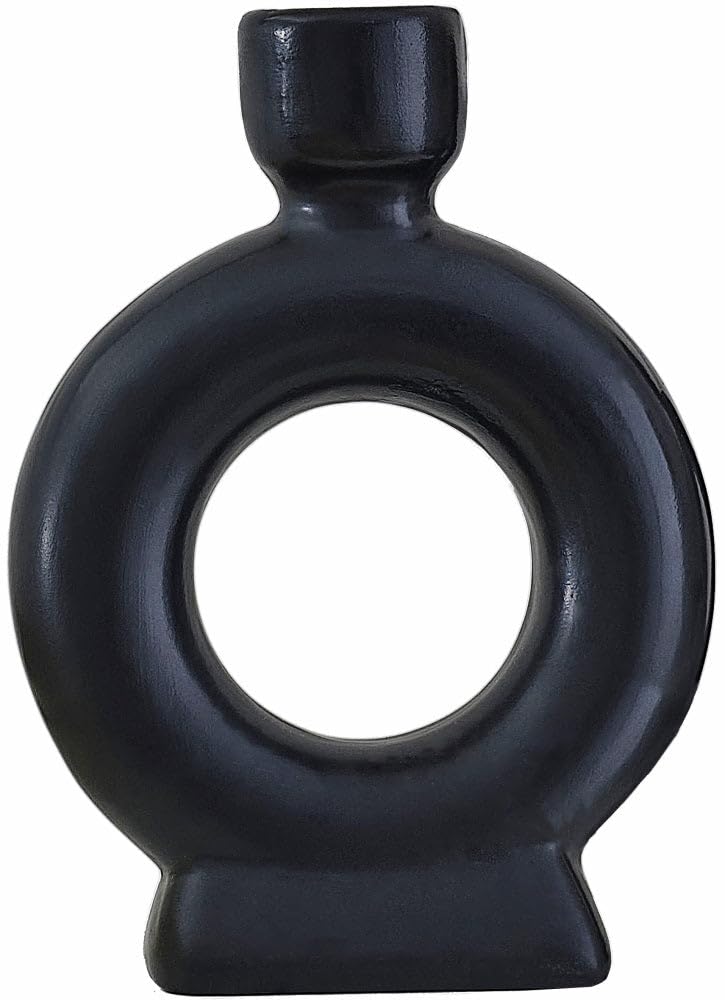 Ginger Ray Black Ceramic Dinner Candle Holders Christmas Tabletop Decorations 2 Pack