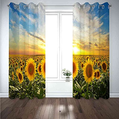 Rideau occultant à oeillets imprimé tournesols isolant 300x270cm