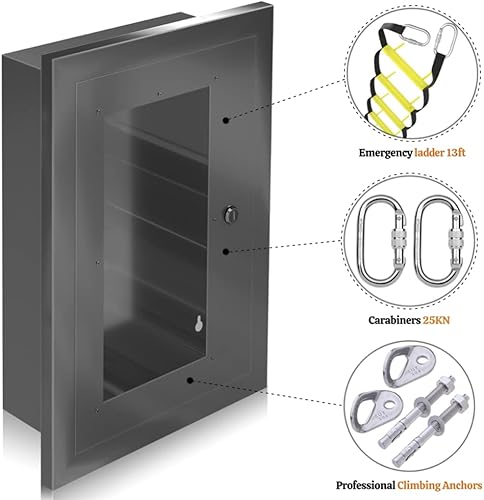Miniatura 2 de Escalera de escape de incendios montada en la pared de 2 pisos de 13 pies (13.1 ft), escalera de fuego para hogares incluye caja de aluminio,