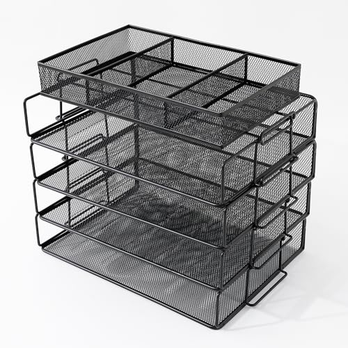 Image of The Better Home 4 Tier Office Files Storage Organiser | Multipurpose Storage Rack For Office, Reception Table | Desk Accessories Durable Metal Mesh Design