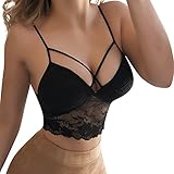 Amlaiworld Frauen Crochet Behälter Unterhemd Spitze Weste Bluse Bralet Bra Crop Top, Sexy Reizwäsche (S, Schwarz)