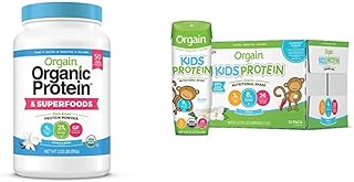 Orgain Organic Protein + Superfoods Powder, Vanilla Bean (2.02lb) and Orgain Organic Kids Nutritional