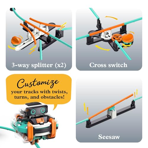 Thames & Kosmos RoboRails STEM Kit, Toy of The Year Winner, Build a Robot Monorail System w/Splitters, Cross Switch, Seesaw Mechanism, Modern-Day Model Train Set, Explore Physics, Gyroscopic Forces