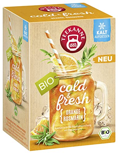 Teekanne Cold & Fresh BIO 4er Mix - mit den neuen Sorten Zitrone-Minze, Pfirsich-Maracuja, Orange-Rosmarin, Grapefruit-Minze-Ingwer (4 x 45g)