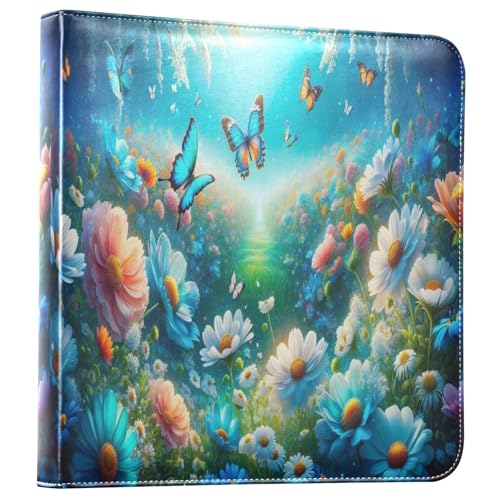Álbum de Fotos Autoadhesivo DIY de Cuero PU con 3 Anillas, 40 Páginas, 11.8 x 11.2 pulgadas, Tema Mariposas miniatura 1