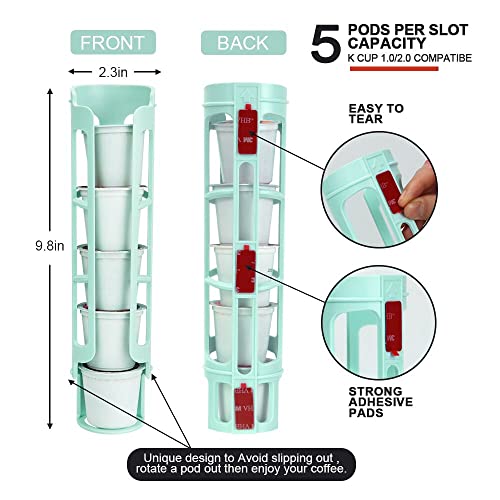 Sungrace K Cup Coffee Pod Holder For Keurig K-Cup Coffee, Side Mount Storage Organizer, Perfect For Small Counters ( Light Blue, 4 Pack For 20 K Cups) #TOP2