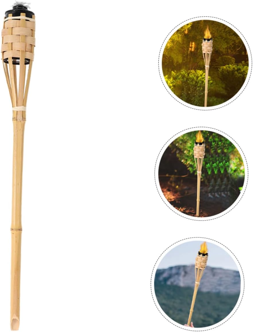 Outdoor Bamboo Torch Handheld Oil Lamp for Garden Decoration Rustic Style Lantern for Weddings Parties and Festivals Lightweight Compact Durable Bamboo Design for Outdoor Use