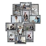 JM-Deco Picture Frames collage 12-Opening Reunion Friends Family Memory photo frames collage for wall decor Photo Frame Selfie Gallery Puzzle Collage Wall Hanging for 4x6 Photo | Grey