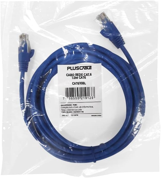 PlusCable Cabo de rede Patch Cord CAT610BL Azul 1M Cat.6