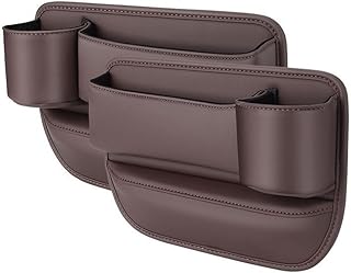 RANRAO Elegante y espaciosa caja de almacenamiento para espacio de asiento, color negro, interior organizado (juego marrón)