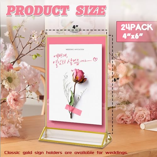 image for TonGass (24-Pack 4x6 Standard Double-Sided Acrylic Wedding Table Numbe