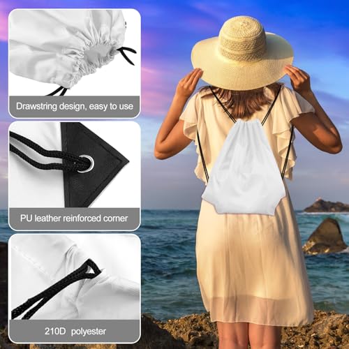 Image of KUUQA 60Pcs White Drawstring Backpack Bag Bulk Drawstring Bags String Bags Storage Bags Gym Backpack for Sport Gym Traveling